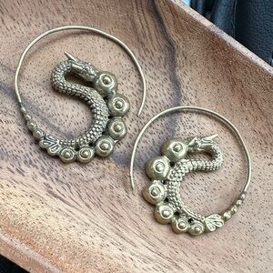 Brass Dragon Hoop Earrings
